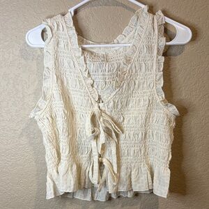 American Eagle Outfitters Ivory Textured Sleeveless Top
